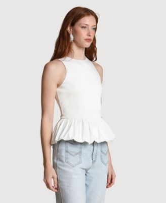 Women's Peplum Crew Neck Tank Top