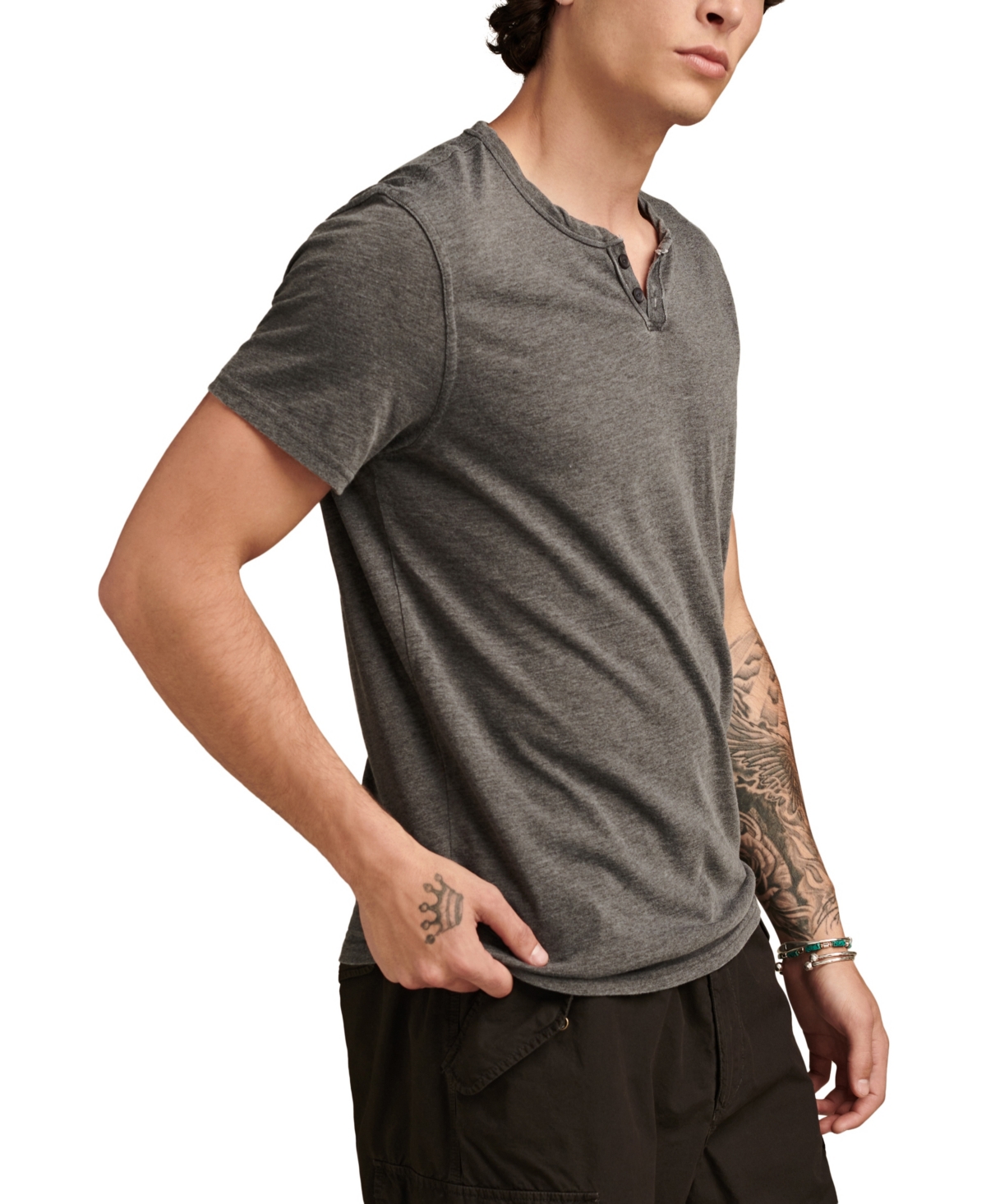 Lucky Brand Men's Venice Burnout Notch Short Sleeves T-shirt