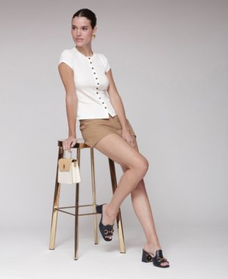 Women's Button-Front Crewneck Top