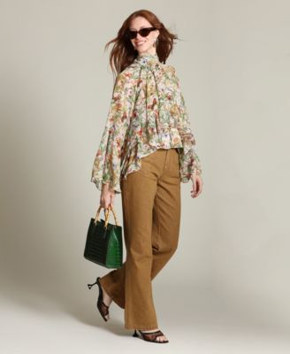 Women's Printed Tie Neck Top