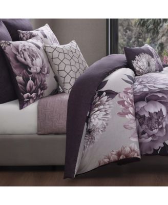 Plum Petal 100% Cotton Sateen 5 Piece Reversible Comforter Set, King
