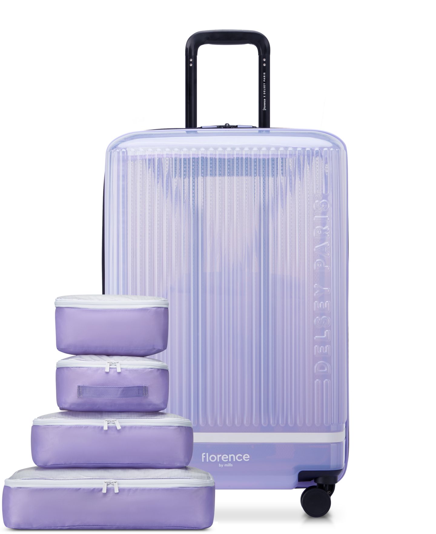 Чемодан florence by mills x Delsey Paris Gotta Glow Medium Hardside Check-In Spinner, цвет: Фиолетовый — фото 1