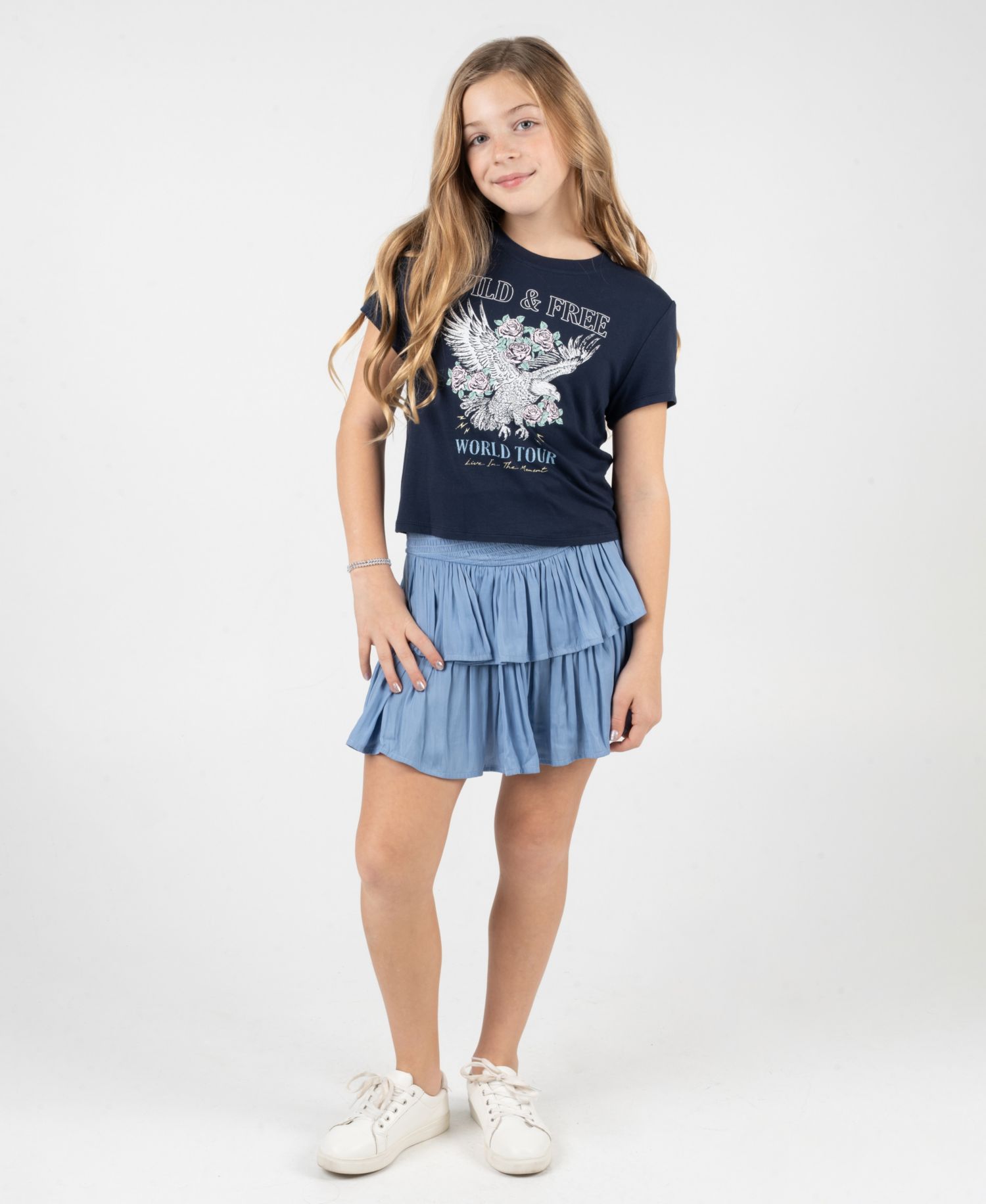 Girls' 7-12 Graphic Short-Sleeve T-Shirt and Skort, 2-Piece Set