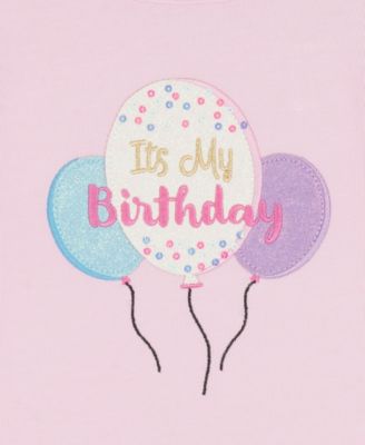 Girls' 2T-6X Short-Sleeve Birthday Top and Skirt, 2-Piece Set