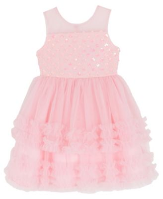 Girls' 2T-6X Ruffle Trim Round Neck Dress