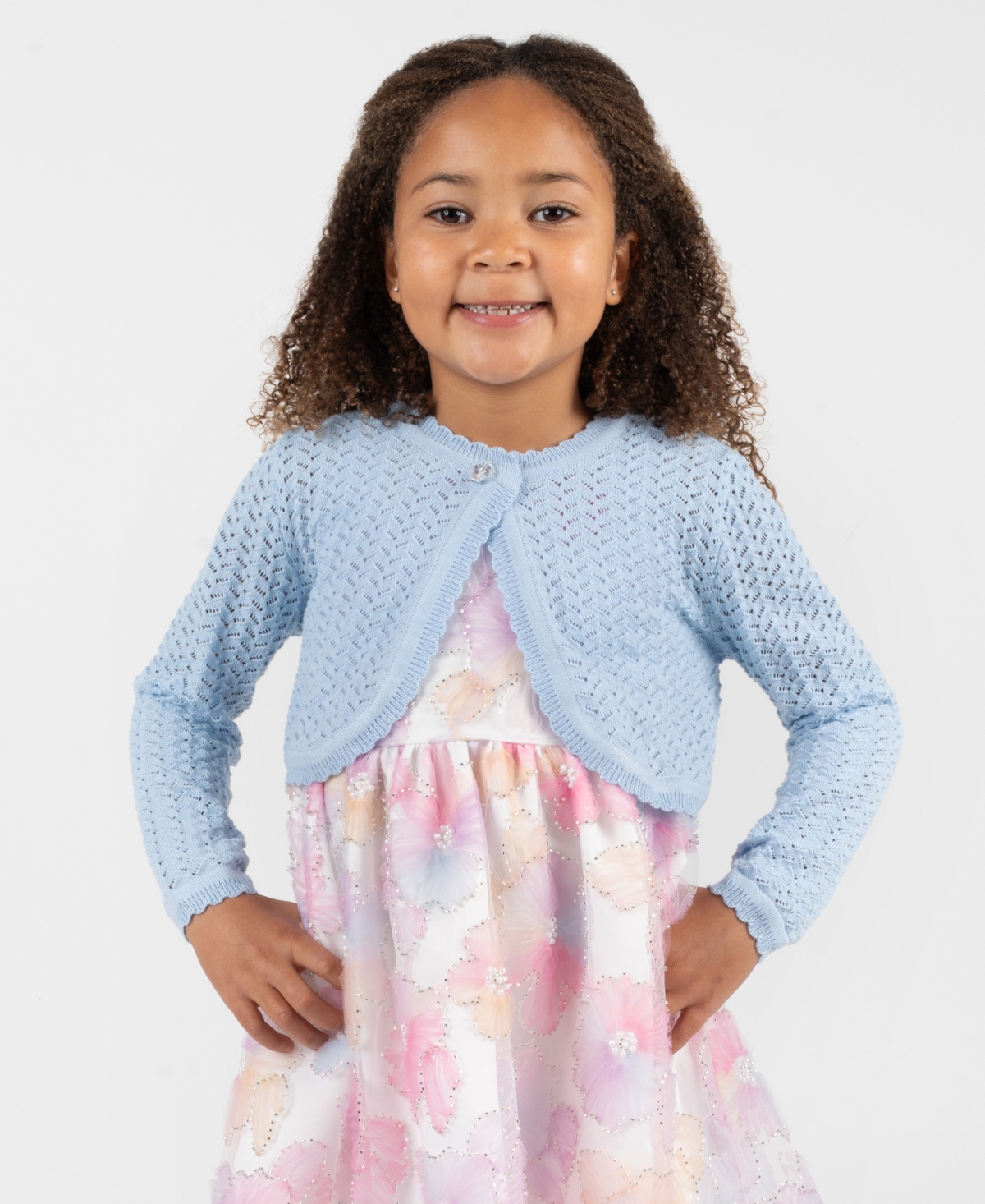 Rare Editions Girls' 2T-6X Crochet Knit Sweater Dress