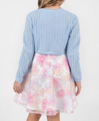 Girls' 7-16 Crochet Knit Cardigan