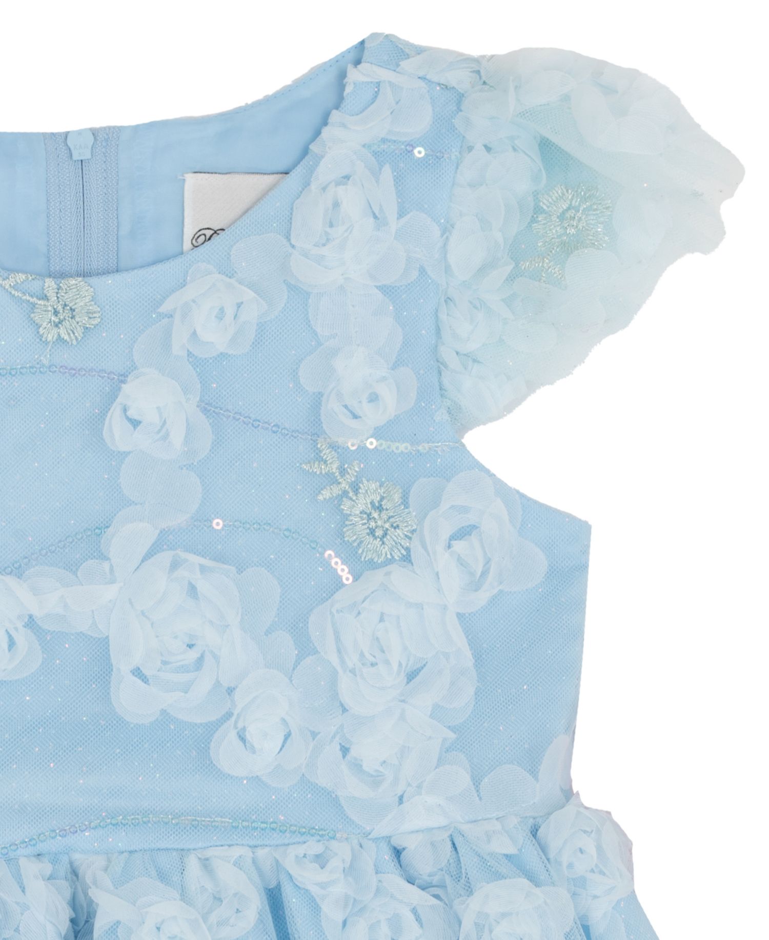 Girls' 2T-6X Rose Soutache Flutter-Sleeve Dress