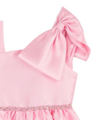 Girls' 7-16 Mikado Asymmetrical Bow Shoulder Dress
