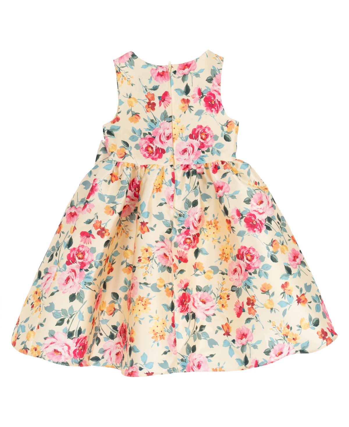 Rare Editions Girls' 2T-6X Floral Mikado Bow Hi-Lo Dress