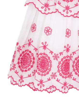 Girls' 2T-6X Cotton Eyelet Flutter-Sleeve Dress