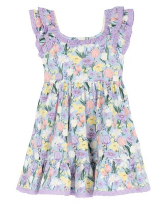 Girls' 2T-6X Peri Printed Square Neck Dress