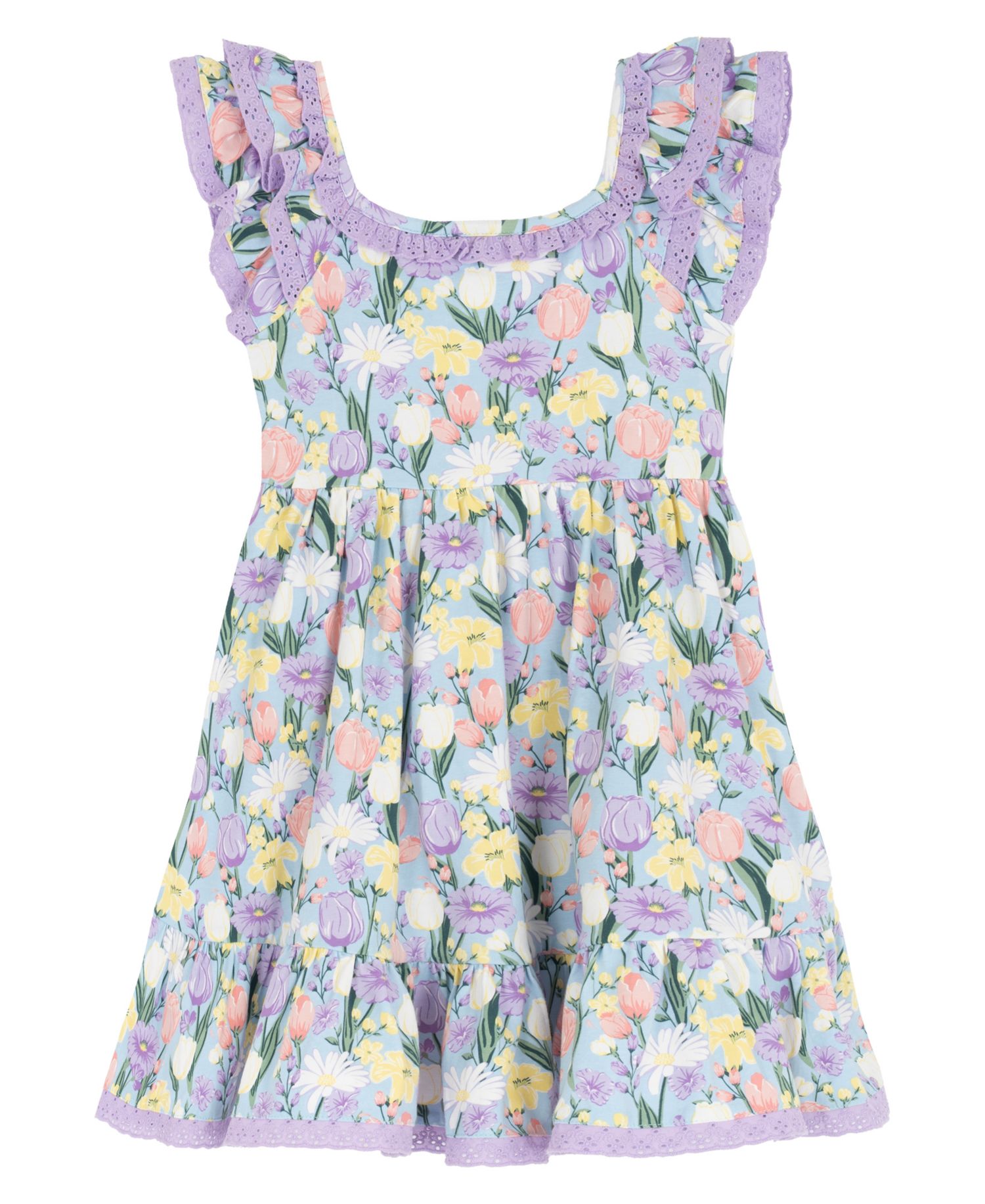 Girls' 2T-6X Peri Printed Square Neck Dress