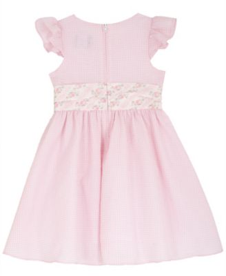 Girls' 2T-6X Seersucker Round Neck Dress and Bag, 2-Piece Set