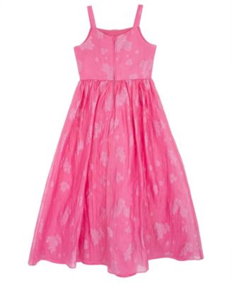 Girls' 7-16 Burnout Organza Floral Applique Square Neck Dress