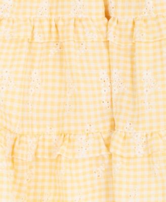 Girls' 7-16 Eyelet Smocked Square Neck Dress and Bag, 2-Piece Set