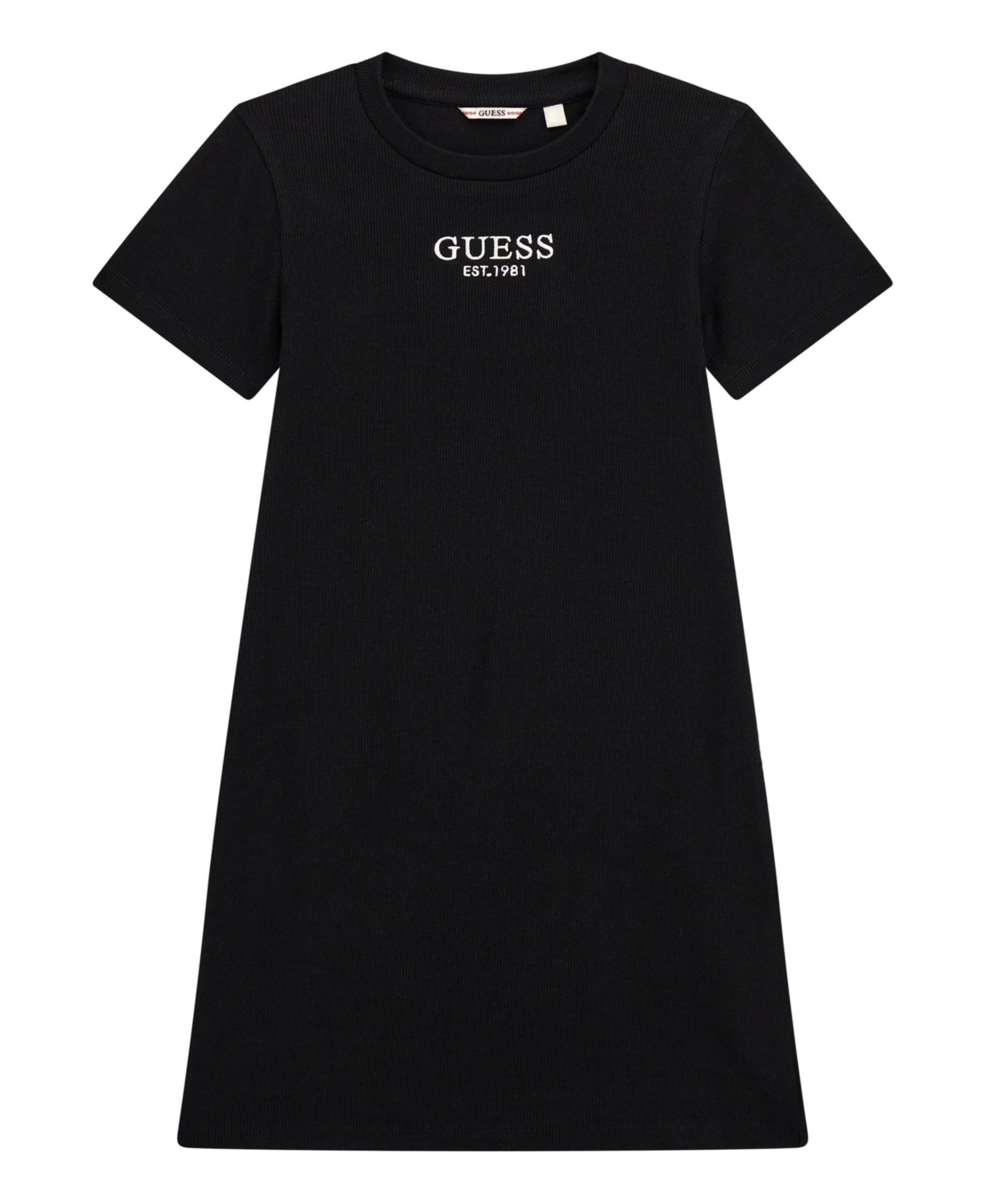 Guess Big Girl Short Sleeve Rib Dress with Embroidered Logo