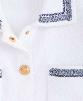 Petite Embroidered-Trim Cardigan