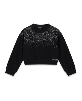 Girls' 7-16 Long-Sleeve Rhinestone Round Neck Sweatshirt