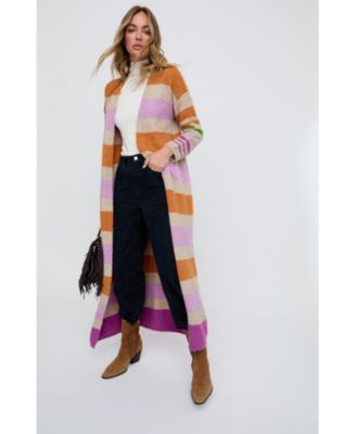 Women's Blondie Long Line Rugby Stripe Cardigan