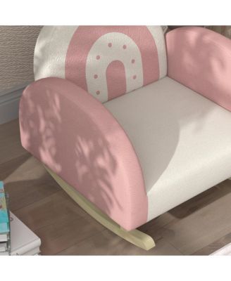 Kids Rocking Chair Princess Crown Toddler Chair Armchair Rocker with Rainbow Backrest for Bedroom Playroom Pink