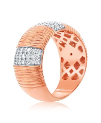 Sterling Silver Cubic Zirconia Wide Band Fluted Ring (10 mm)