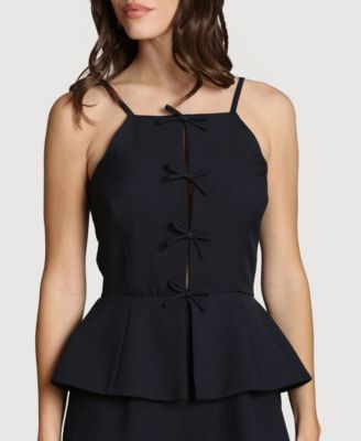 Women's Bow Vest Twofer Square Neck Jumpsuit