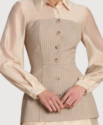 Women's Twofer Collared Neck Short Dress