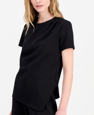 Women's Draped-Front Short-Sleeve Top