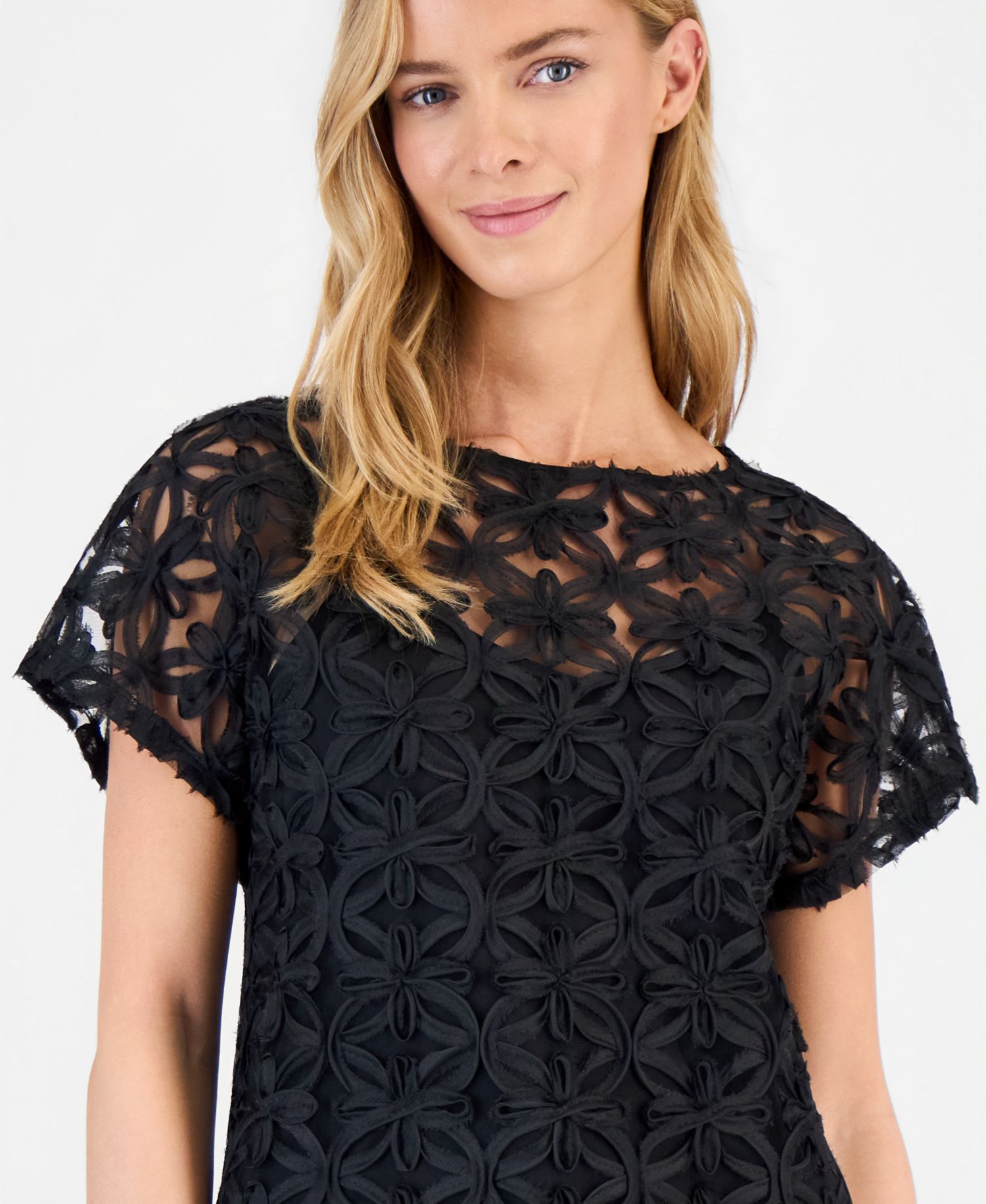 Women's Boat-Neck Ribbon-Soutache Top