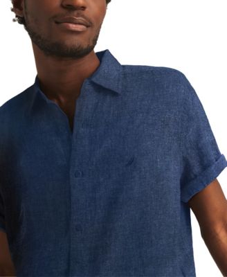 Men's Classic-Fit Solid Linen Short-Sleeve Shirt 