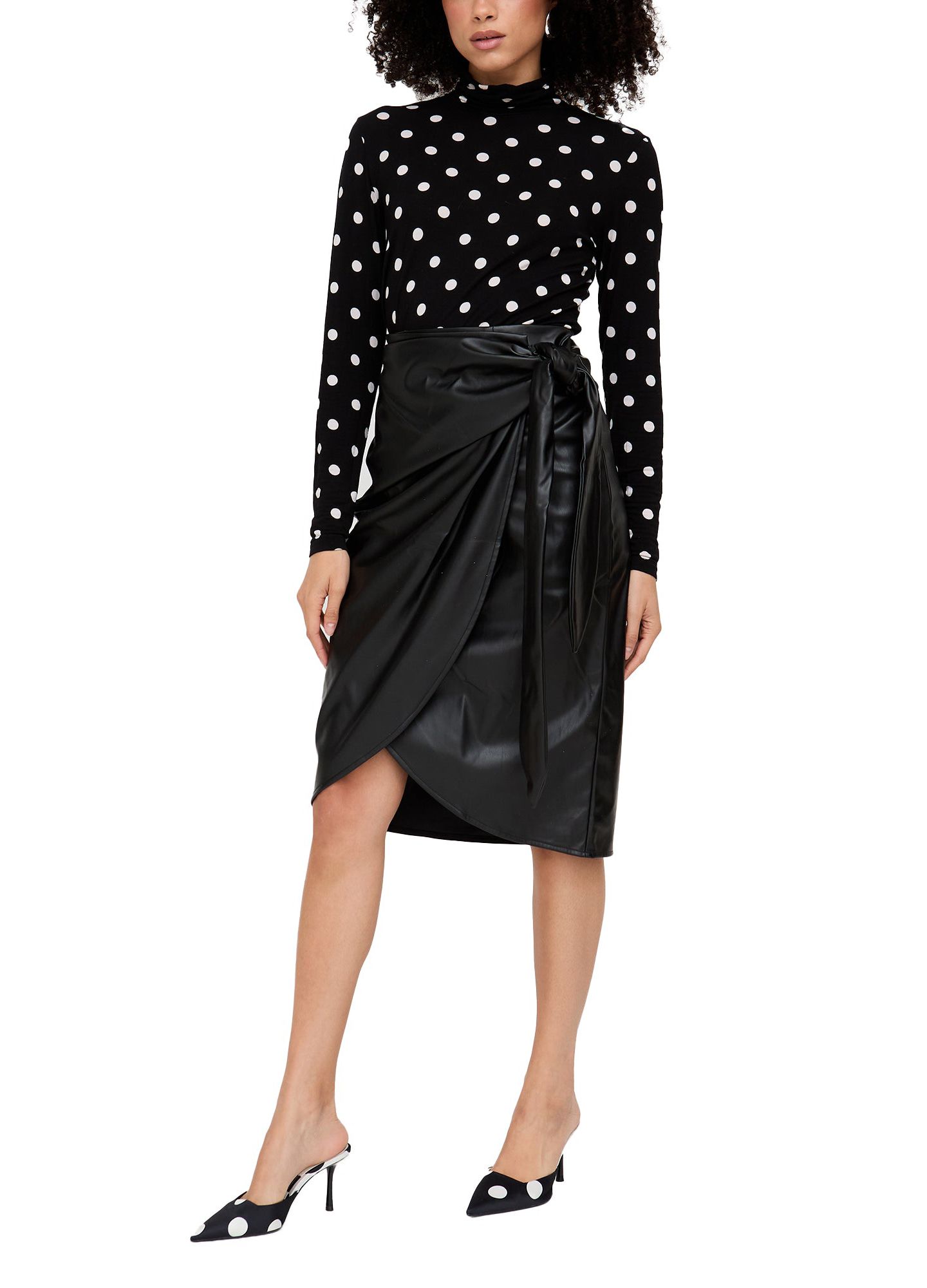 Женская юбка Lily and Lionel London Nia Draped Leather Midi, цвет: Чёрный — фото 4