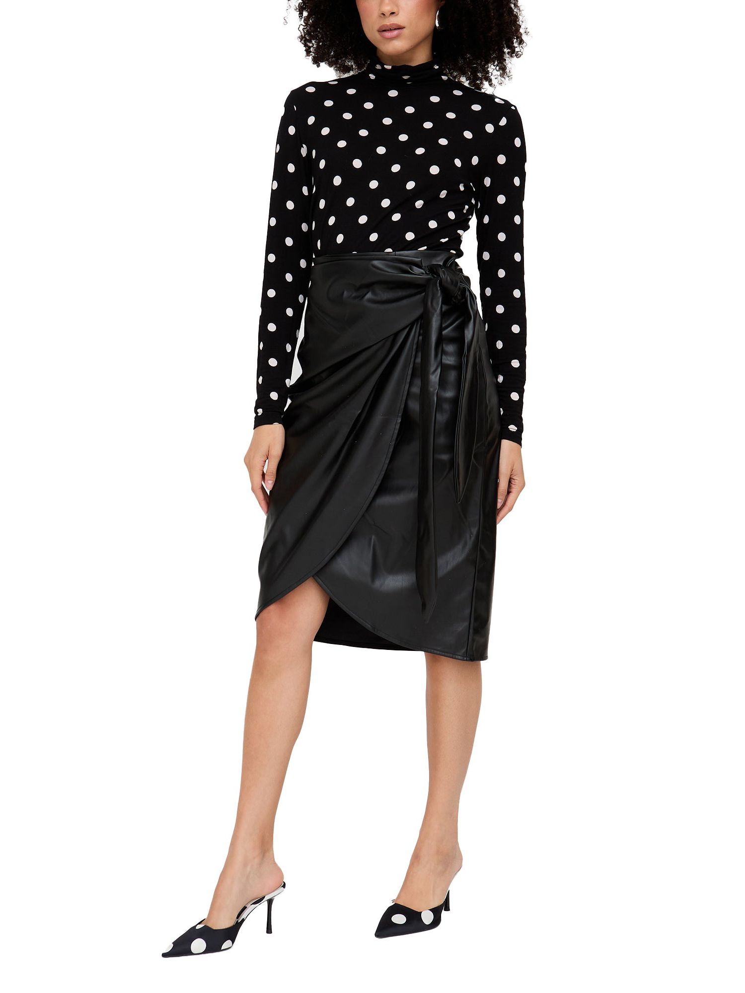 Women's Nia Draped Leather Midi Skirt