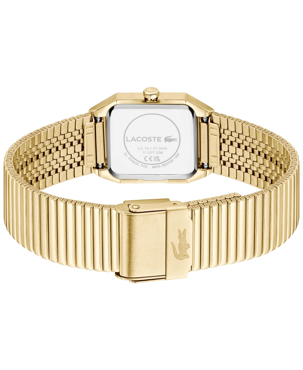 Lacoste Women's Rene Gold Tone Stainless Steel Mesh Bracelet Watch, 23x30.8mm