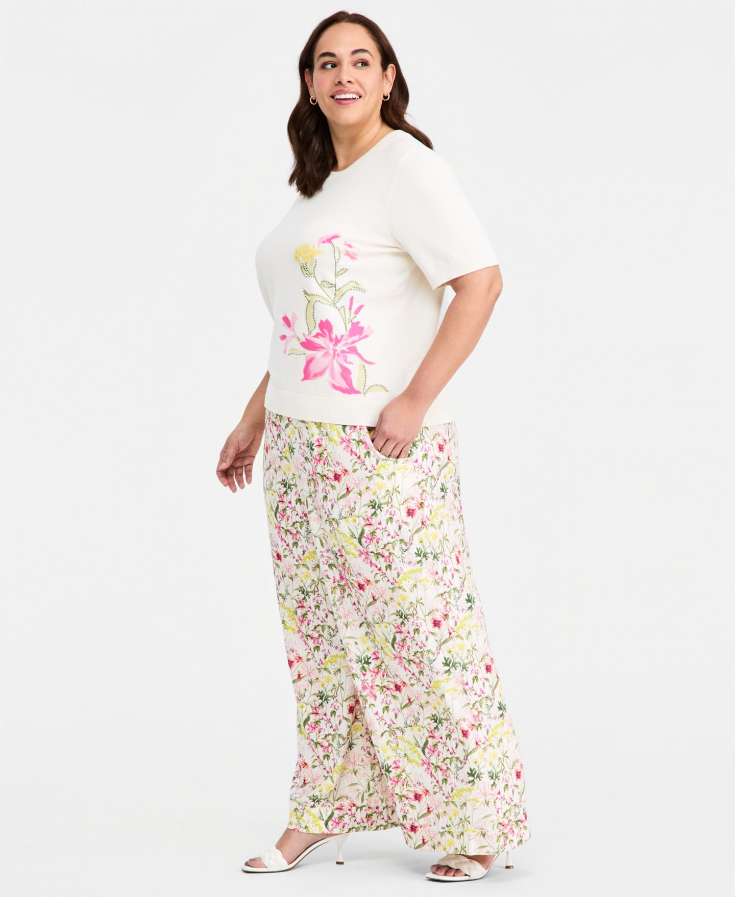 Женские брюки Vince Camuto Plus Size Wide-Leg Elastic Waist, цвет: Малиновый сорбет — фото 2