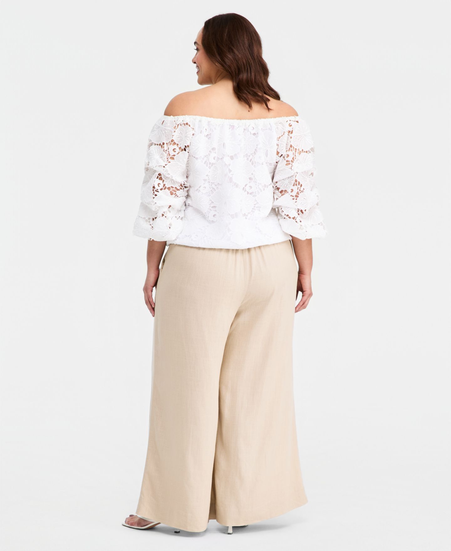 Женские брюки Vince Camuto Plus Size Mid-Rise Wide-Leg, цвет: Верблюжий — фото 4