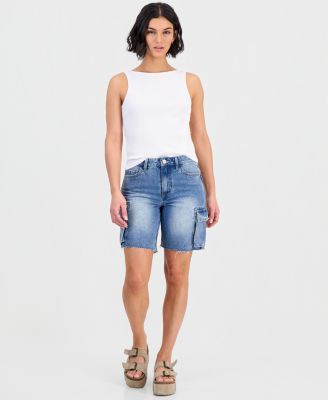Juniors' Cargo Denim Jorts