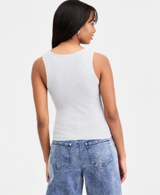 Women's Ribbed Button-Front Top