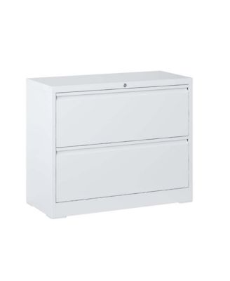Lateral File Cabinet 2 Drawer, White Filing Cabinet with Lock, Locking Metal File Cabinet for Legal/Letter/A4/F4 Size