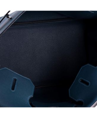 Pre-Owned HERMES Birkin 35 Handbag Blue Epsom with Palladium Hardware