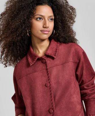 Women's Faux Suede Whipstitch Jacket