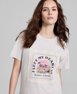 Women's Crochet-Trim Cotton T-Shirt