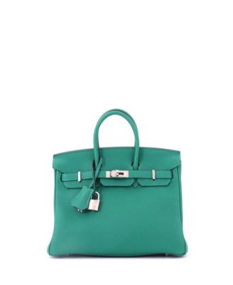 Birkin 25 Handbag Green Togo with Palladium Hardware