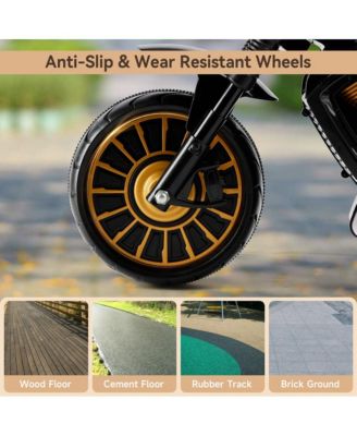 Dual Motor Kids Ride-On Motorcycle, 3-Wheel with LED Light & Wide Tires