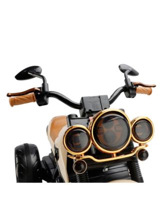 Dual Motor Kids Ride-On Motorcycle, 3-Wheel with LED Light & Wide Tires