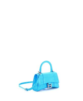 XS Hourglass Top Handle Bag Embossed Leather