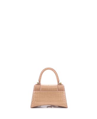 Small Hourglass Top Handle Bag Embossed Leather