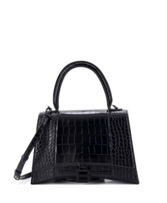 Medium Hourglass Top Handle Bag Embossed Leather