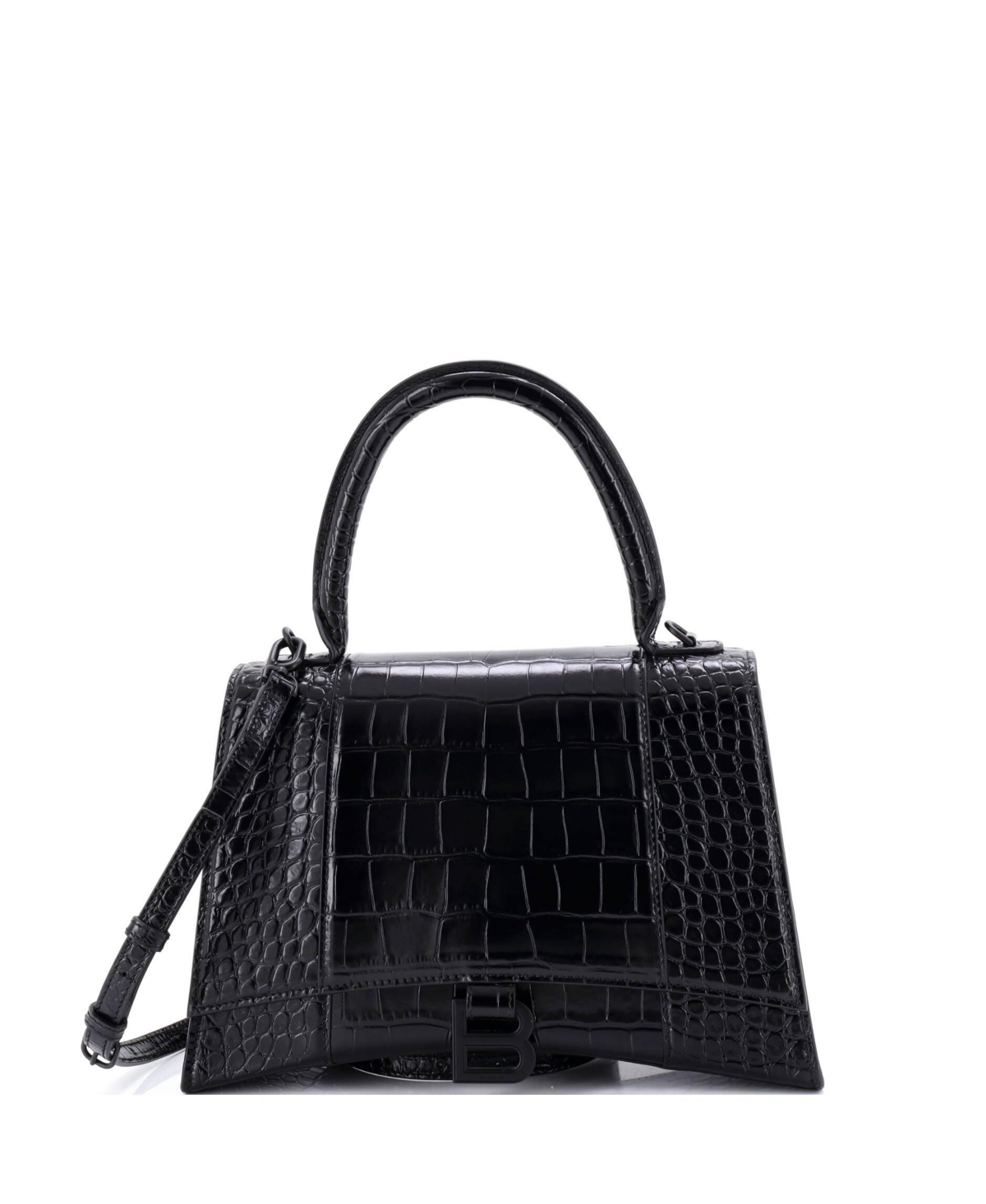 Pre-Owned Balenciaga Medium Hourglass Top Handle Bag Embossed Leather