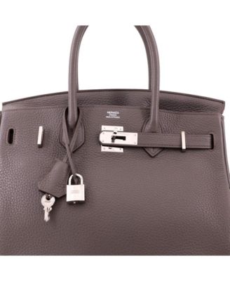 Birkin 30 Handbag Grey Clemence with Palladium Hardware